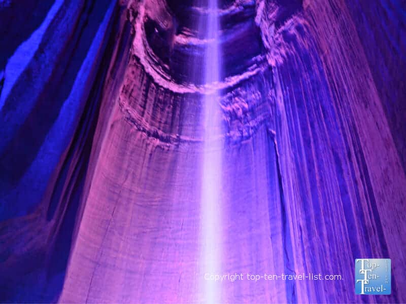 Pretty LED light show at Ruby Falls