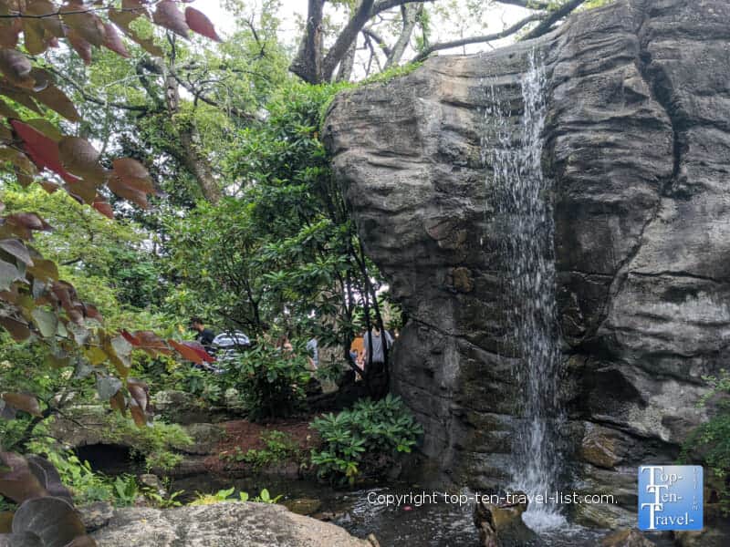 Small waterfall along the Enchanted Trail at Rock City atop Lookout Mountain in northwest Georgia