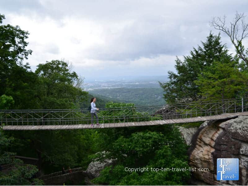 The Swinging Bridge at Rock City atop Lookout Mountain in northwest Georgia