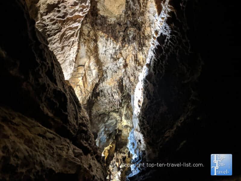 View of the ceiling of Ruby Falls cave in Chattanooga, TN