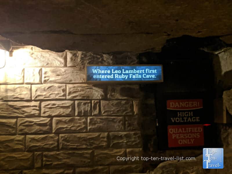 Site where Leo Lambert first entered Ruby Falls cave in Chattanooga, TN
