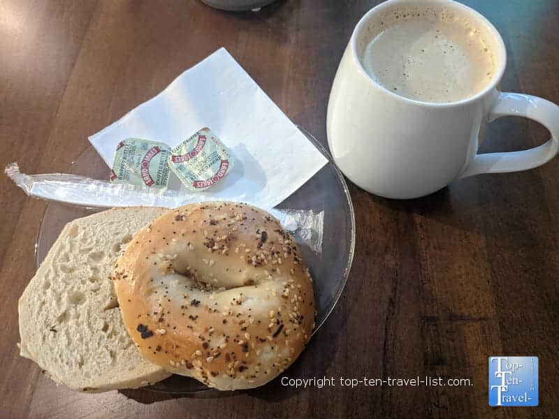 Bagel at Sweeten Creek Coffee in Asheville
