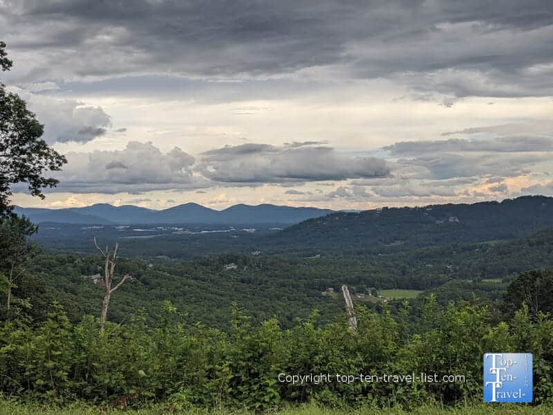 Amazing mountain scenery at the Chestnut Cove overlook along the Blue Ridge Parkway in Western North Carolina