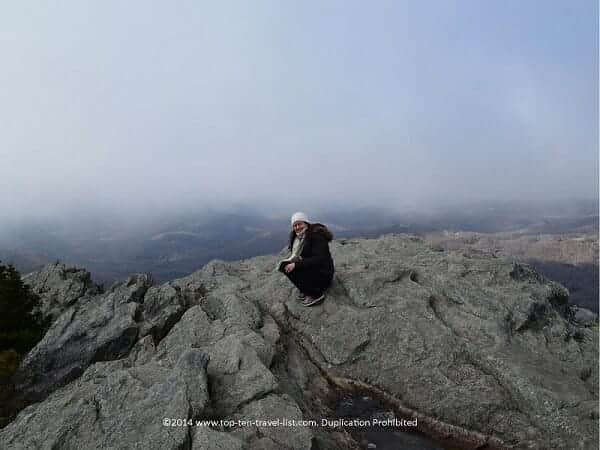 Hiking Grandfather Mountain on the Blue Ridge Parkway in winter