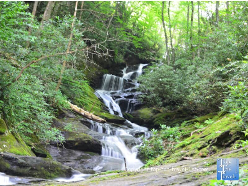 Beautiful Roaring Fork Falls waterfall in Burnsville, North Carolina
