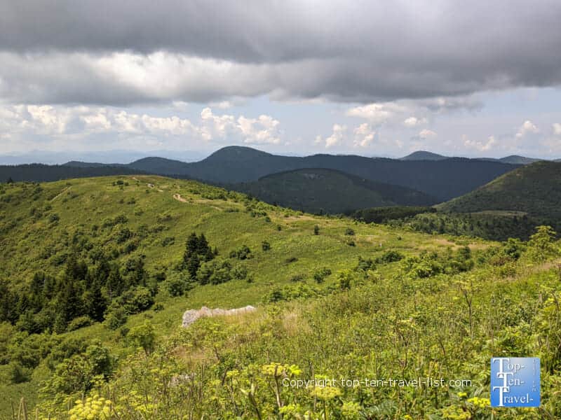 Wide open mountain vistas on the Black Balsam Knob trail in Western North Carolina 