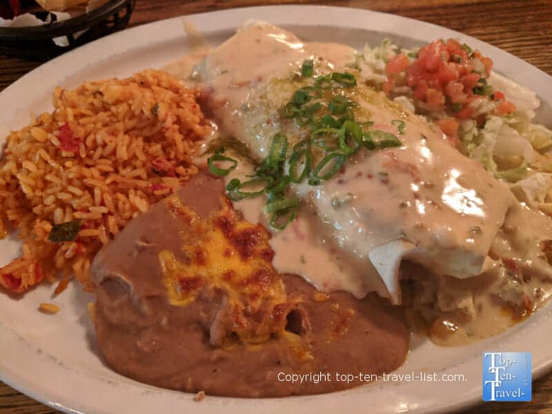 Loco Chicken burrito at The Cantina restaurant in Asheville, North Carolina 