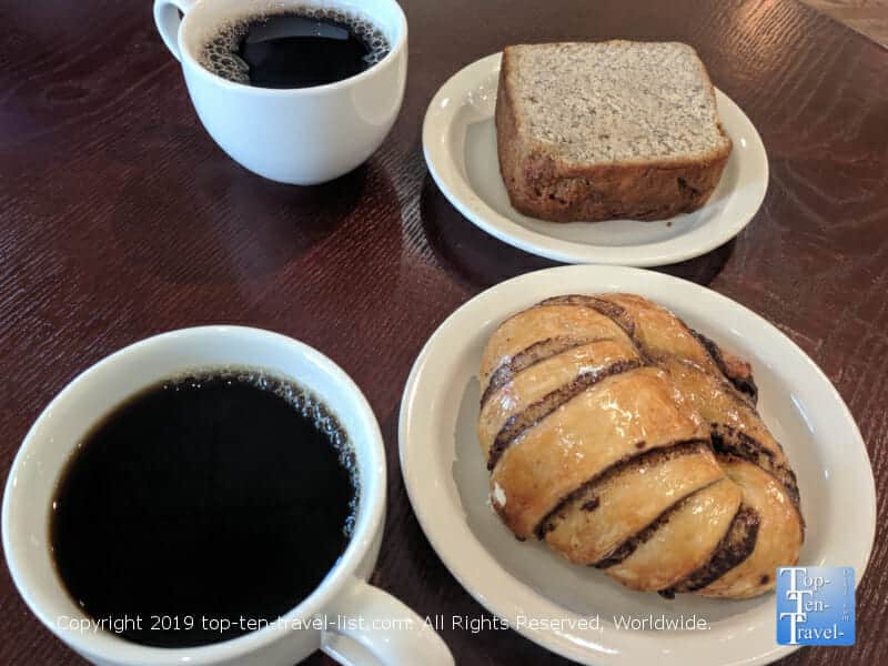 Chocolate croissant and banana bread at Old Europe pastries 