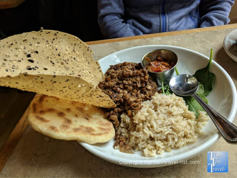 Indian dish at the Laughing Seed Cafe in Asheville, North Carolina 