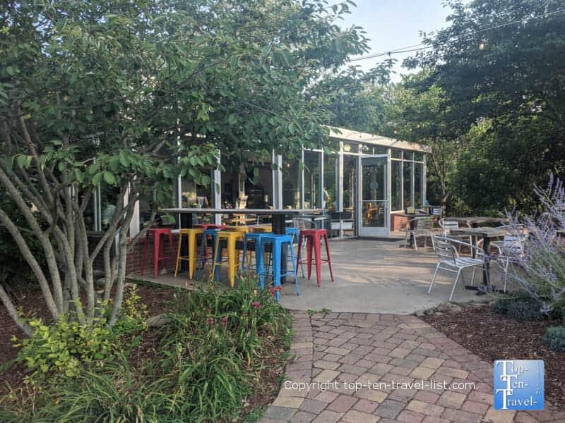 Beautiful patio at All Day Darling in Asheville, North Carolina 