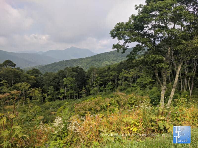 Beautiful mountain view at Doubletop Mountain overlook along the Blue Ridge Parkway