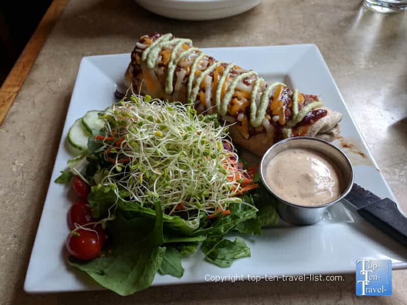 Vegan burrito at the Laughing Seed Cafe in Asheville, North Carolina
