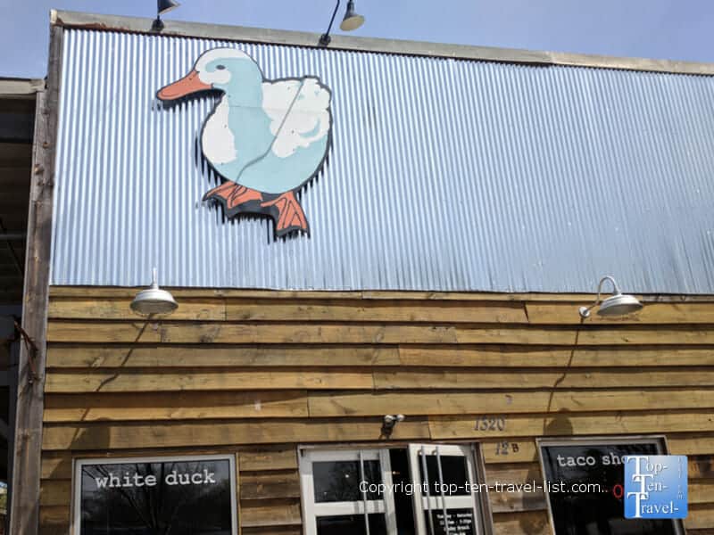 Iconic White Duck sign in Asheville