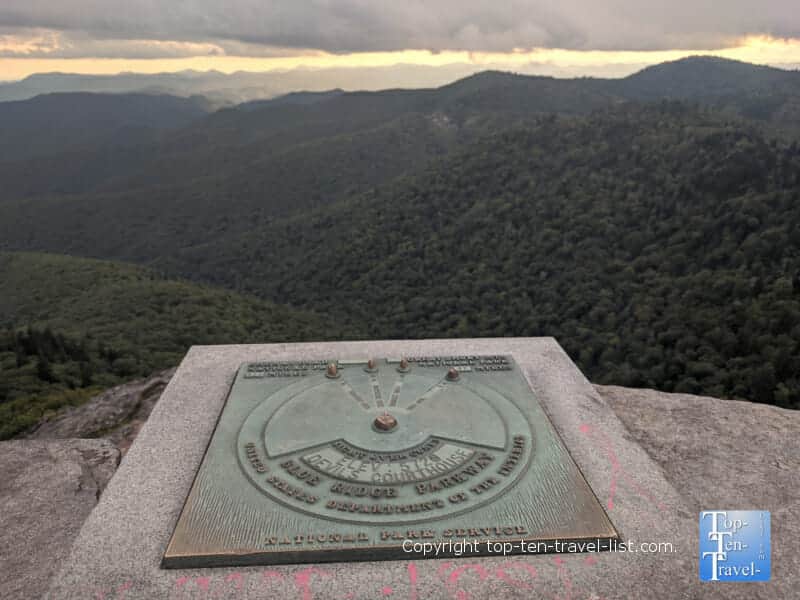 Devil's Courthouse marker on the Blue Ridge Parkway
