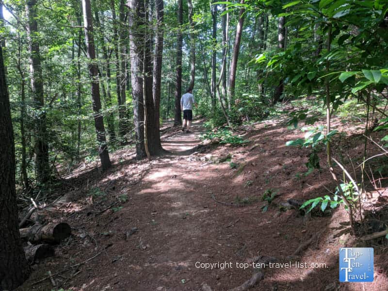 Hiking the Carolina Mountain trail at the North Carolina Arboretum in Asheville, North Carolina