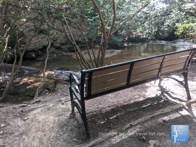 View of Bent Creek via the Carolina Mountain trail at the North Carolina Arboretum in Asheville, North Carolina