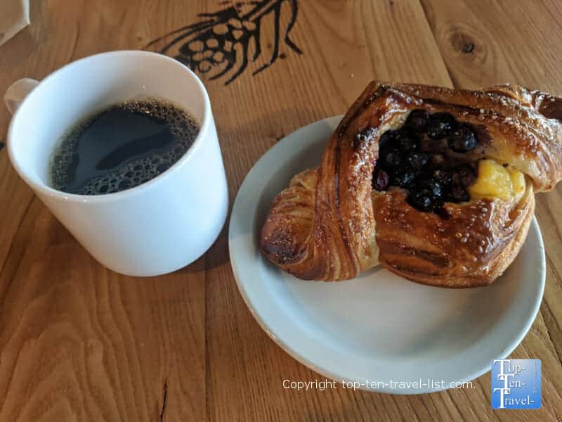Blueberry Danish and a house coffee at All Day Darling in Asheville, North Carolina