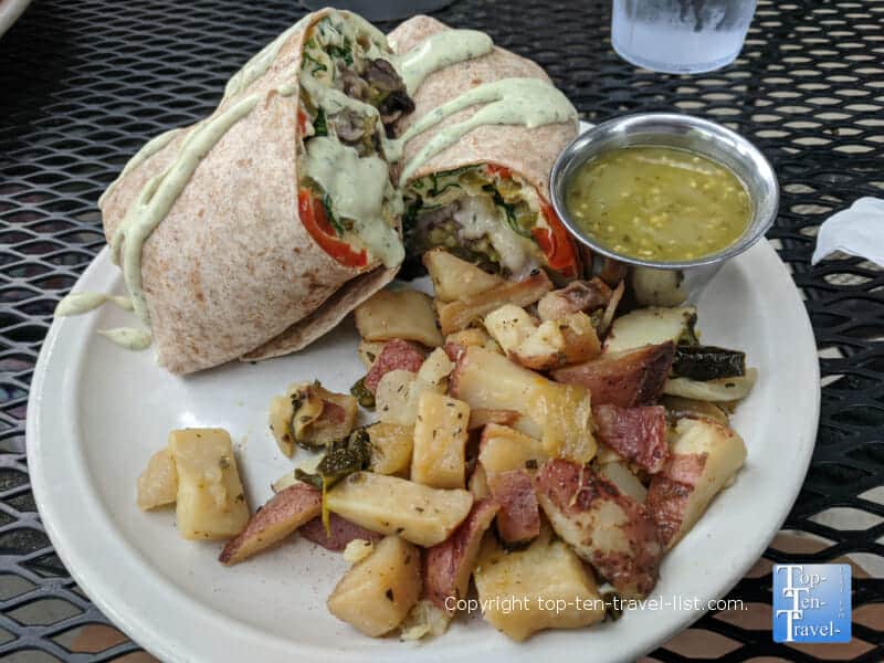 Breakfast burrito at Abeja's House Cafe in Asheville, North Carolina 