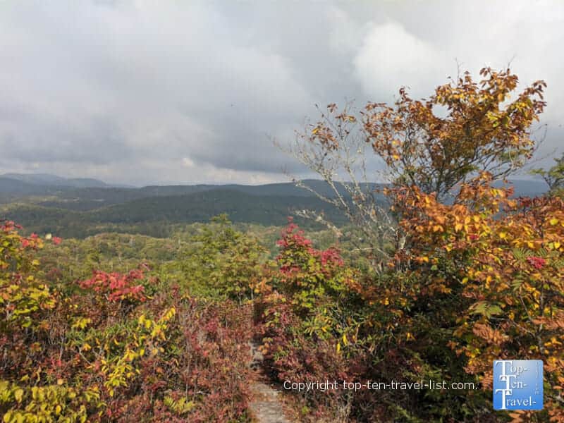 Beautiful fall color scenery via the Flat Rock trail on the Blue Ridge Parkway in North Carolina