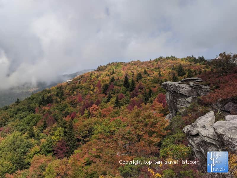 Fall color on the Rough Ridge trail on the Blue Ridge Parkway in North Carolina
