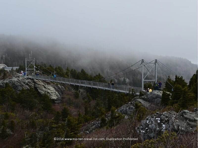 The Mile High Swinging Bridge at Grandfather Mountain in Western North Carolina 