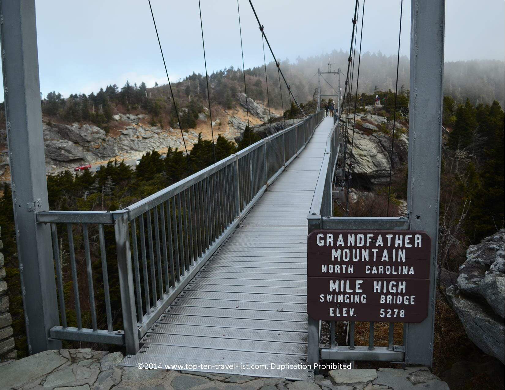 America's highest suspension bridge at Grandfather Mountain in North Carolina