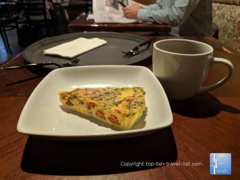 Veggie quiche at Coffee Underground in Greenville, South Carolina
