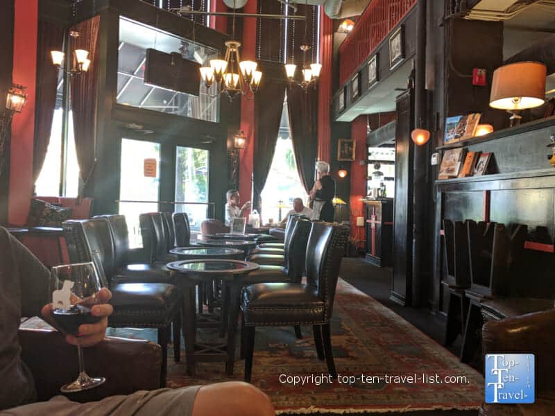 Relaxing at the Battery Park Book Exchange in Asheville, North Carolina 