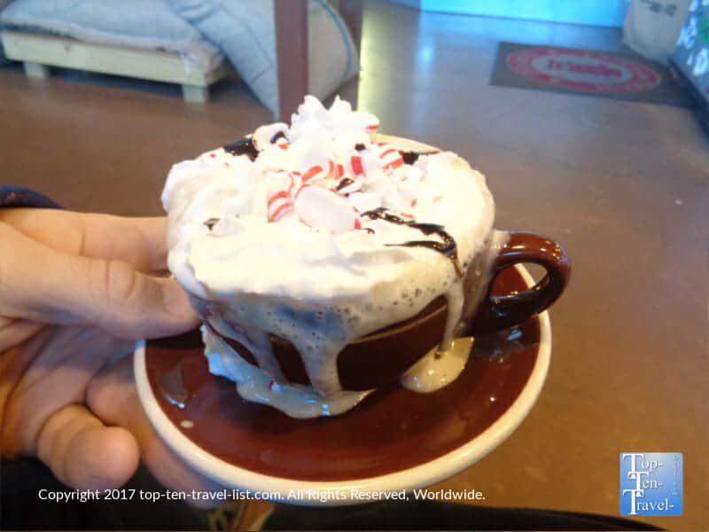 Seasonal Polar Express mocha at Late for the Train in Flagstaff