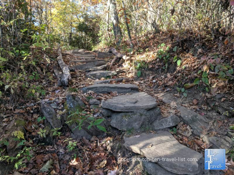 Rocky staircase on the Mount Pisgah trail on the Blue Ridge Parkway in Western North Carolina