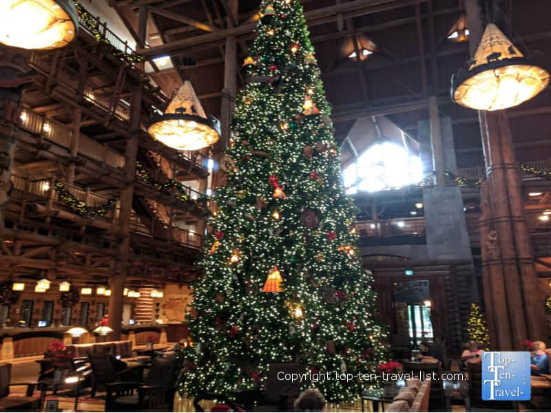 Christmas tree at Disney's Wilderness Lodge in Orlando