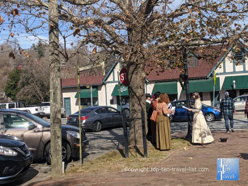 Old fashioned carolers at the Dickens Christmas festival at Biltmore Village in Asheville