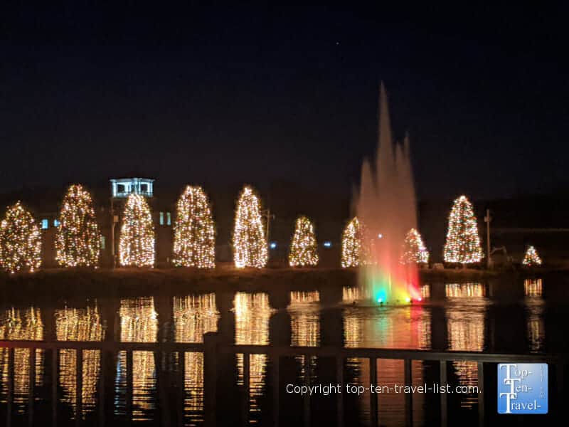 Fountain holiday light show in McAdenville