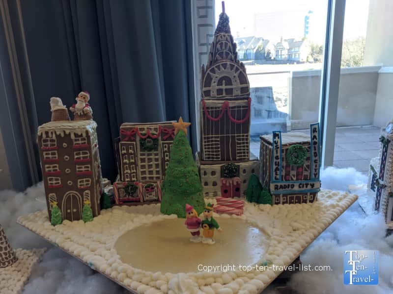 Cute Christmas in the City gingerbread house in Charlotte, North Carolina