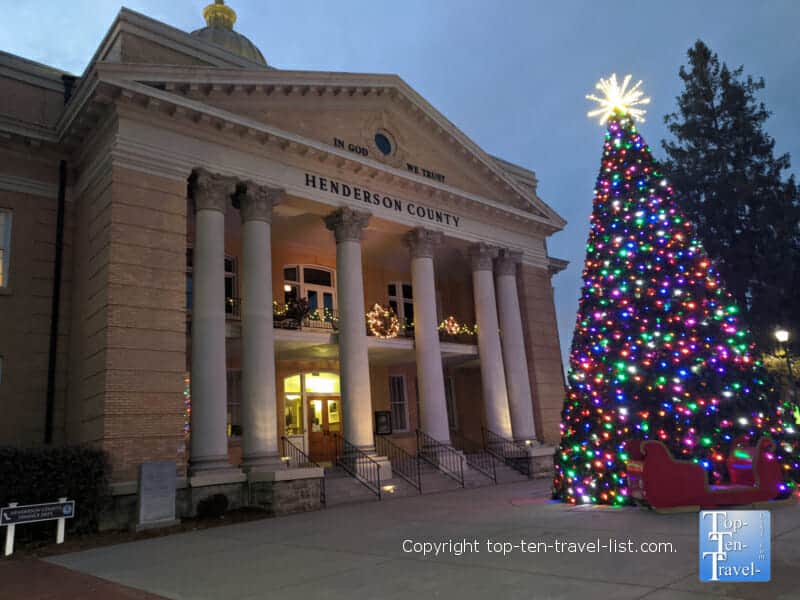 Christmas tree on Main Street in Hendersonville