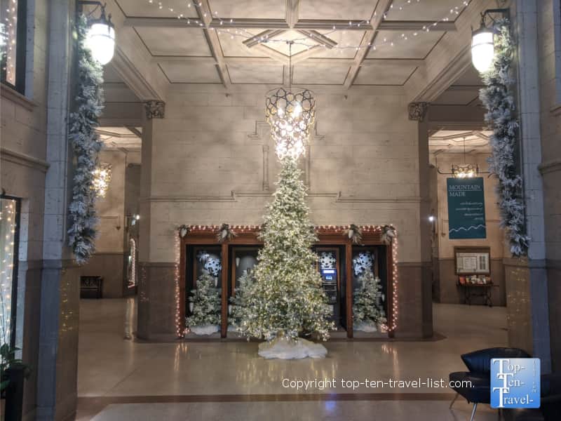 Holiday decor at the Grove Arcade in Asheville