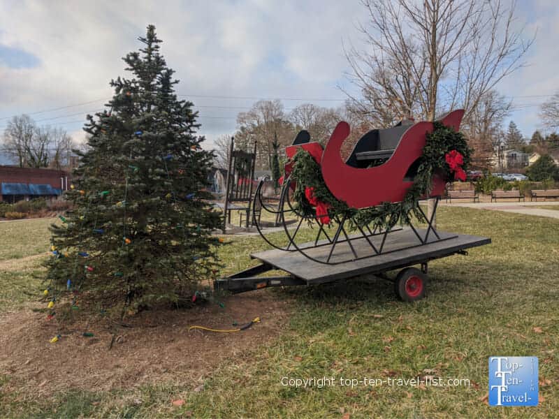 Sleigh photo opp in downtown Black Mountain, North Carolina