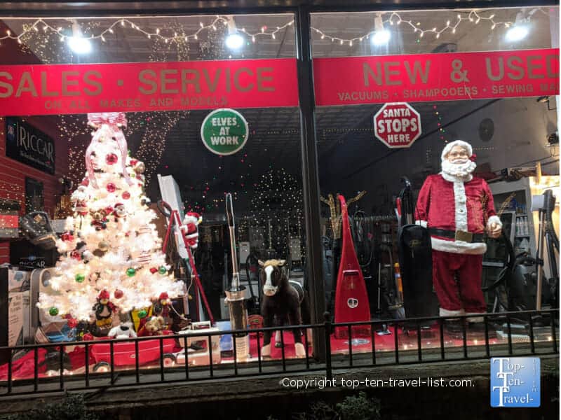 Santa window display on Main Street in Forest City