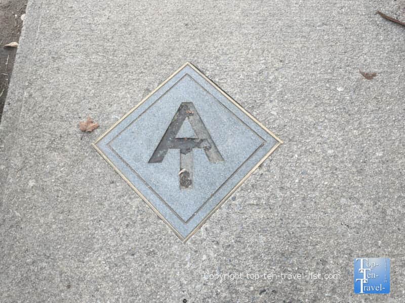 Appalachian trail sign in downtown Hot Springs, North Carolina 