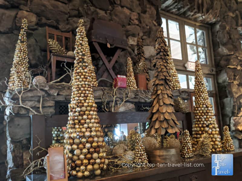 Elegant holiday decor at the Omni Grove Park Inn in Asheville, North Carolina