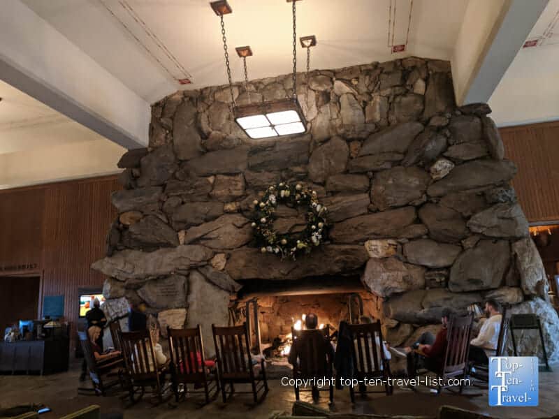 Massive fireplace at the Omni Grove Park Inn in Asheville, NC