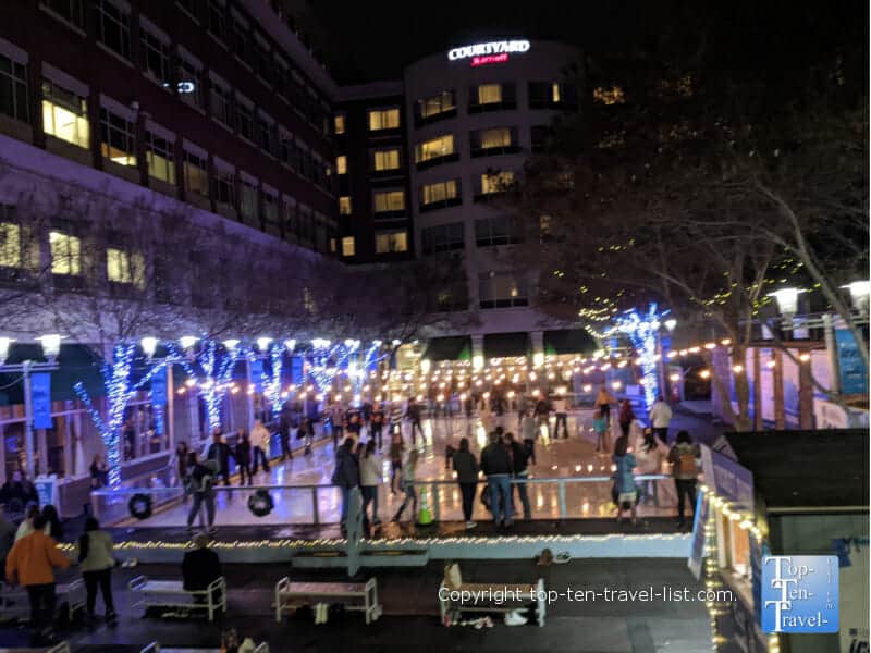 Greenville ice skating rink at night