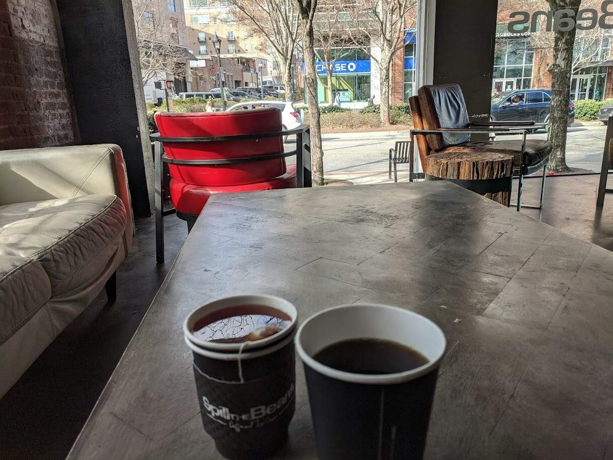 View of Main Street from Spill the Beans in Greenville, South Carolina