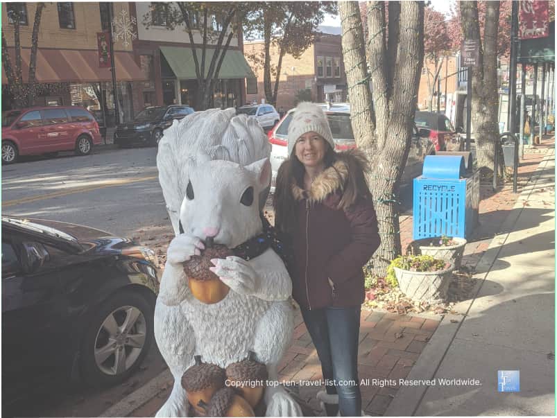 White Squirrel statue in downtown Brevard, North Carolina