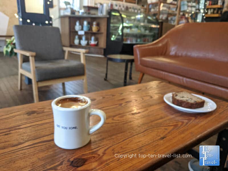 Delicious locally roasted coffee at The Dripolator in Black Mountain, North Carolina