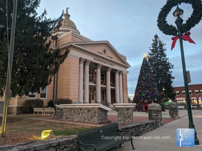 The historic courthouse on Main Street in Hendersonville, North Carolina
