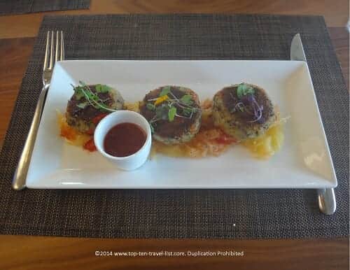Quinoa cakes at Live Oak Restaurant