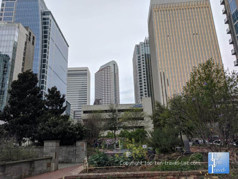 Great city scenery at Romare Bearden Park in Uptown Charlotte, North Carolina