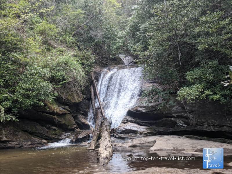 Pretty waterfall along the Glen Falls trail in Highlands, North Carolina