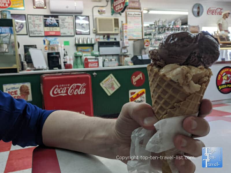 Delicious ice cream at Soda Pop's in downtown Bryson City, North Carolina 